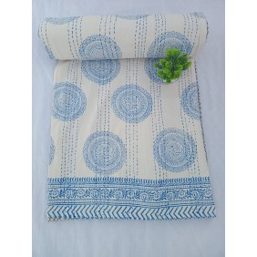 Blanket with blue line pattern