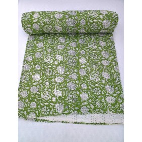 Green floral blanket with...