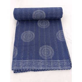 Blue and white printed blanket
