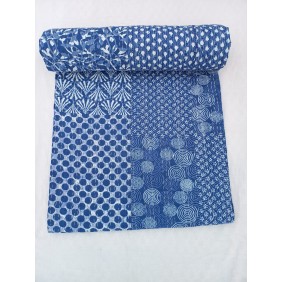 Blanket with blue and white...